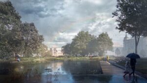 Park Těšnov Praha. Revitalizace parku Těšnov bez magistrály